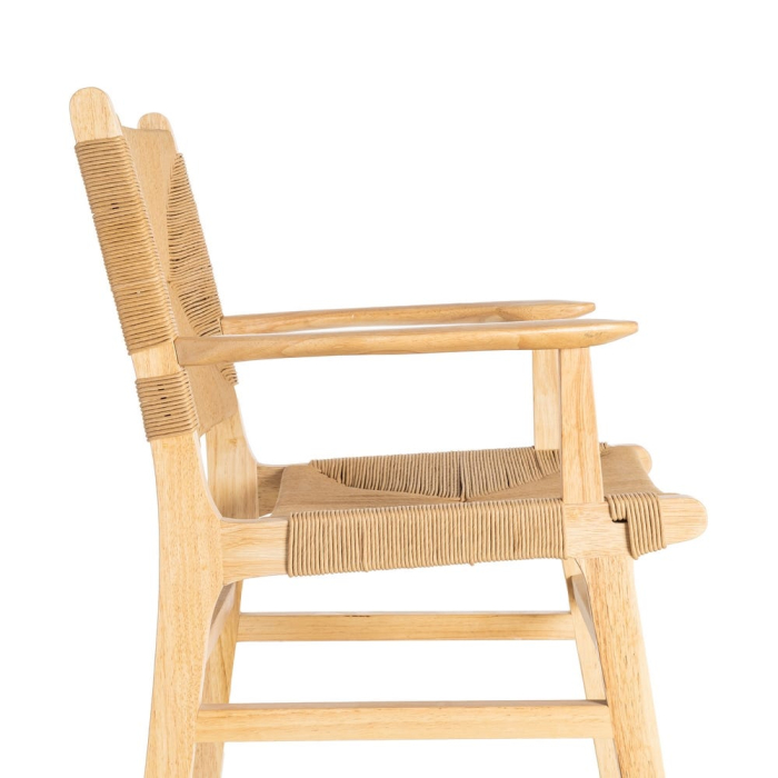 Scaune dining lemn natural cu brațe și șezut împletit – set 2 [7]