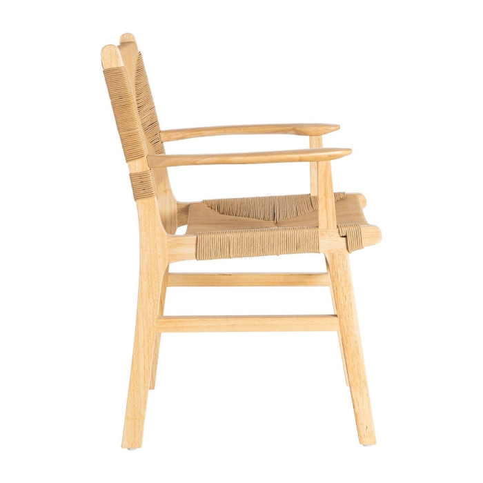Scaune dining lemn natural cu brațe și șezut împletit – set 2 [4]