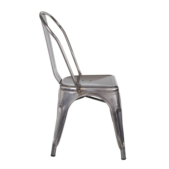 Set de 2 scaune dining din metal argintiu în stil industrial [3]