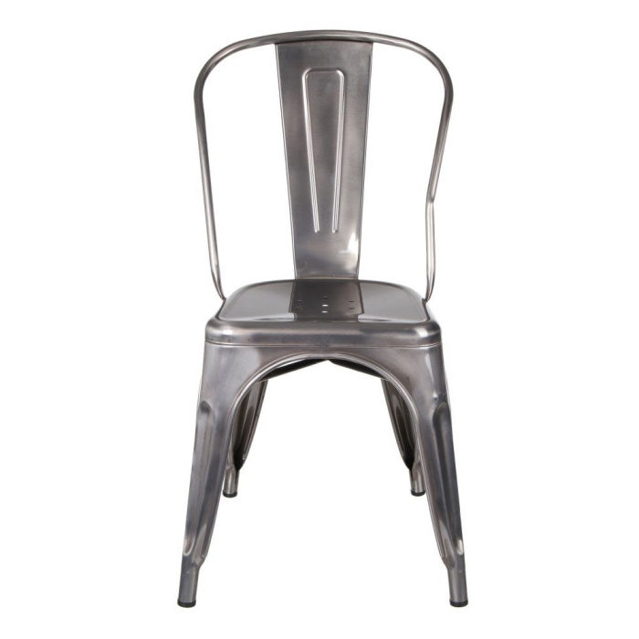Set de 2 scaune dining din metal argintiu în stil industrial [2]