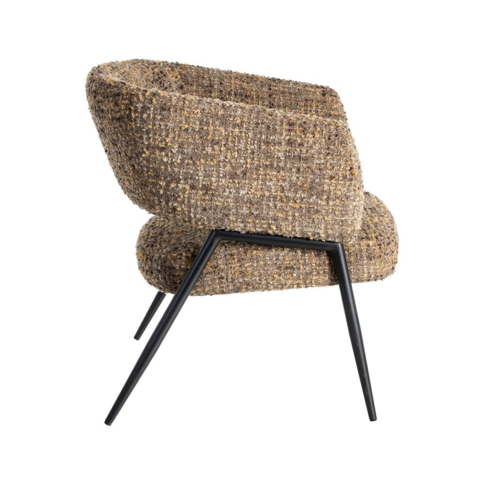 Set de 2 scaune dining din stofă maro cu design modern [6]