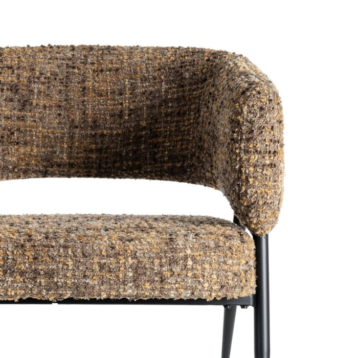 Set de 2 scaune dining din stofă maro cu design modern [9]