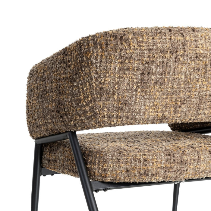 Set de 2 scaune dining din stofă maro cu design modern [8]