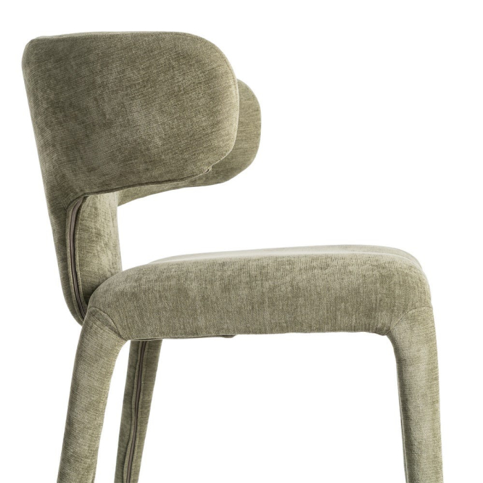 Scaune dining stofă verde cu spătar curbat – set 2 [7]