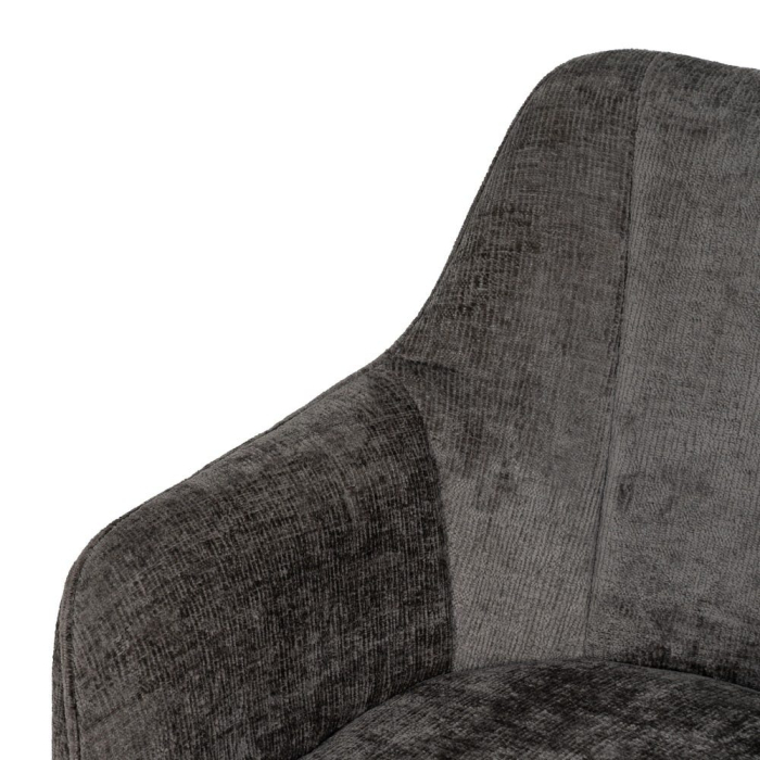 Set 2 scaune dining gri închis catifea cu brațe picioare metalice negre Ixia [5]