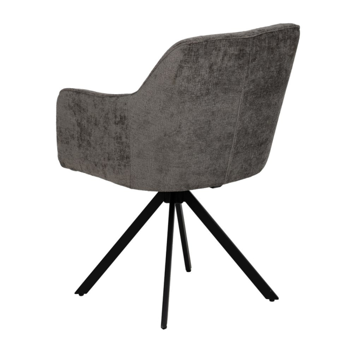 Set 2 scaune dining gri închis catifea cu brațe picioare metalice negre Ixia [4]