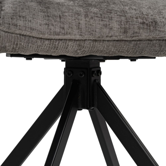 Set 2 scaune dining gri închis catifea cu brațe picioare metalice negre Ixia [8]