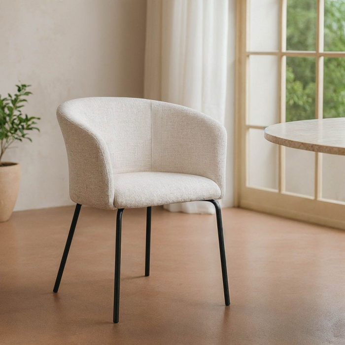 Set de 2 scaune dining HORECA din stofă teracotă cu design modern și structură metalică [1]