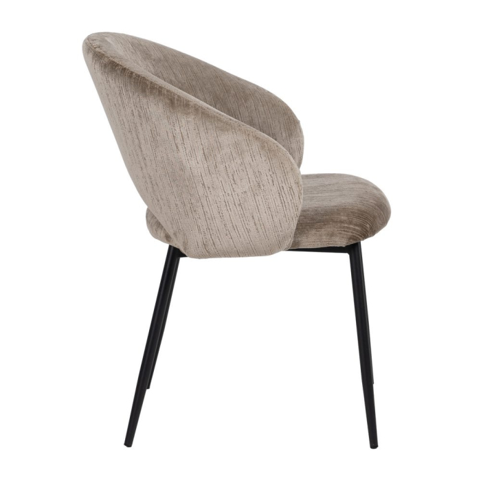 Set de 2 scaune din catifea taupe cu picioare metalice negre [3]