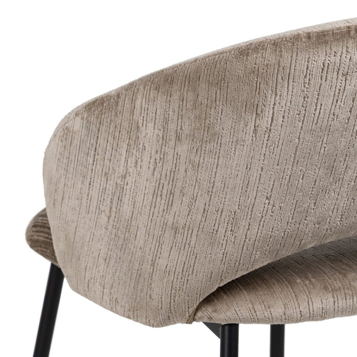 Set de 2 scaune din catifea taupe cu picioare metalice negre [9]