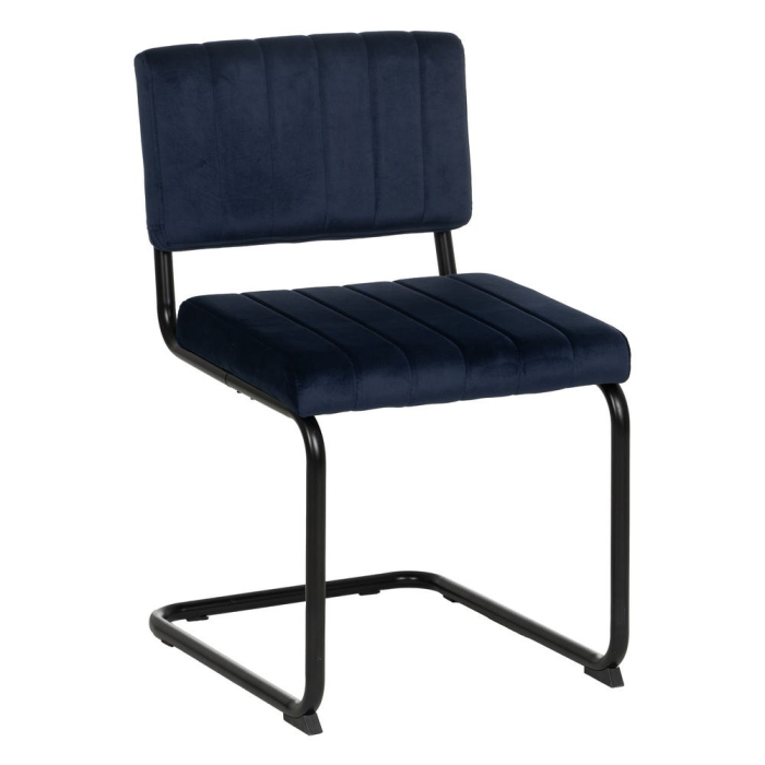 Setul de 2 scaune dining si HORECA din stofa albastra cu structura metalica 48x56x82 cm [3]