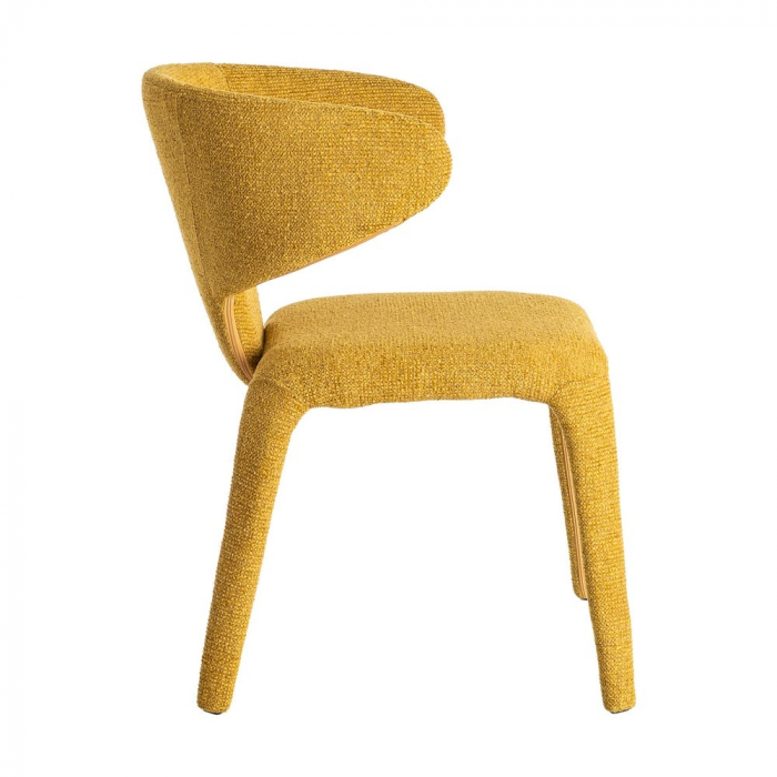 Set de 2 scaune dining HORECA din stofă galben muștar cu stil contemporan [4]