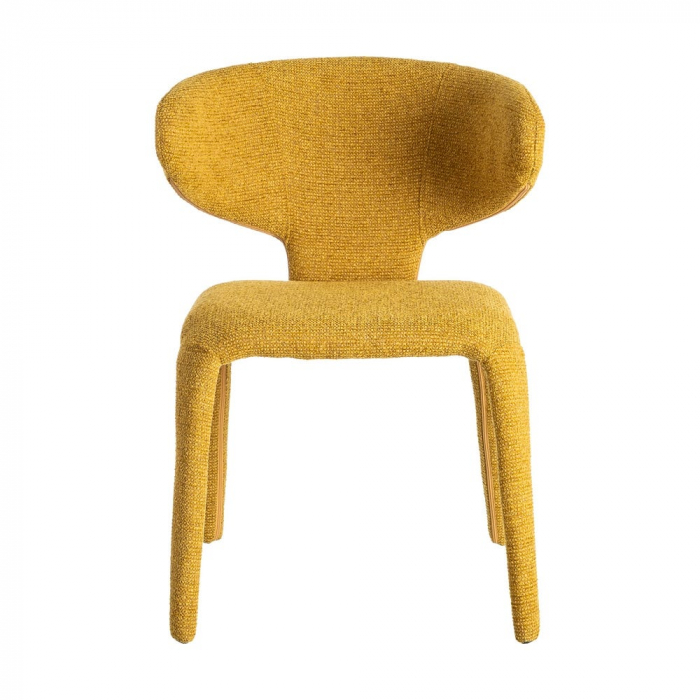 Set de 2 scaune dining HORECA din stofă galben muștar cu stil contemporan [3]