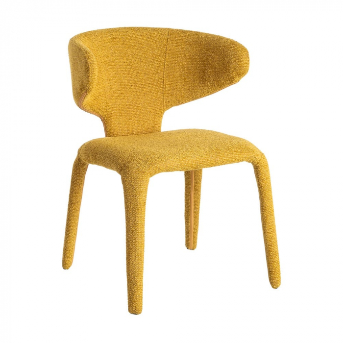 Set de 2 scaune dining HORECA din stofă galben muștar cu stil contemporan [2]