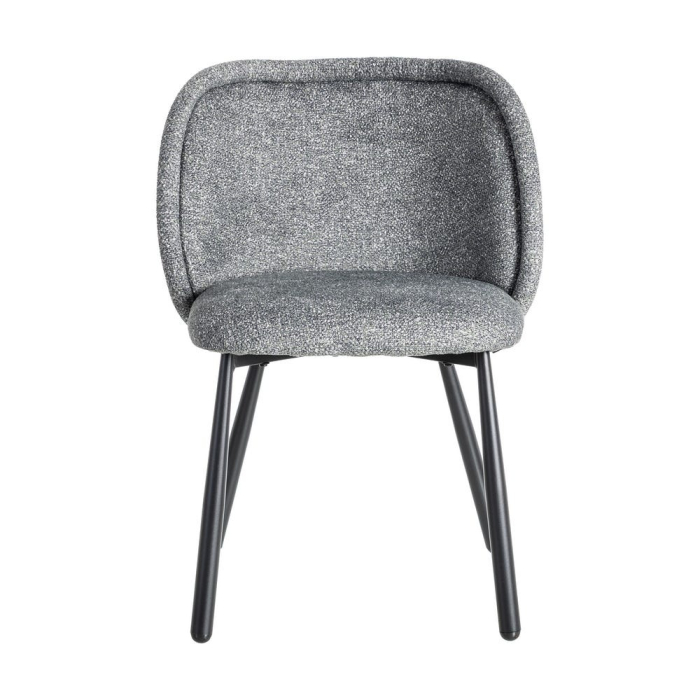 Set de 2 scaune dining și HoReCa din stofă gri antracit cu decupaj lombar și picioare metalice negre – imagine principală [3]