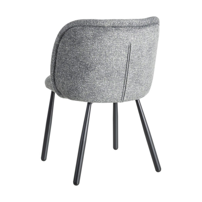 Set de 2 scaune dining și HoReCa din stofă gri antracit cu decupaj lombar și picioare metalice negre – imagine principală [5]