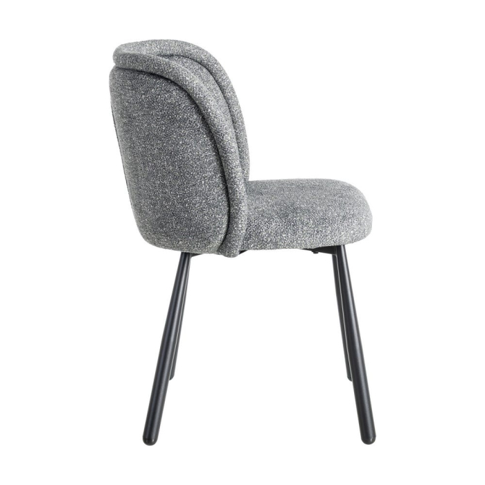 Set de 2 scaune dining și HoReCa din stofă gri antracit cu decupaj lombar și picioare metalice negre – imagine principală [4]