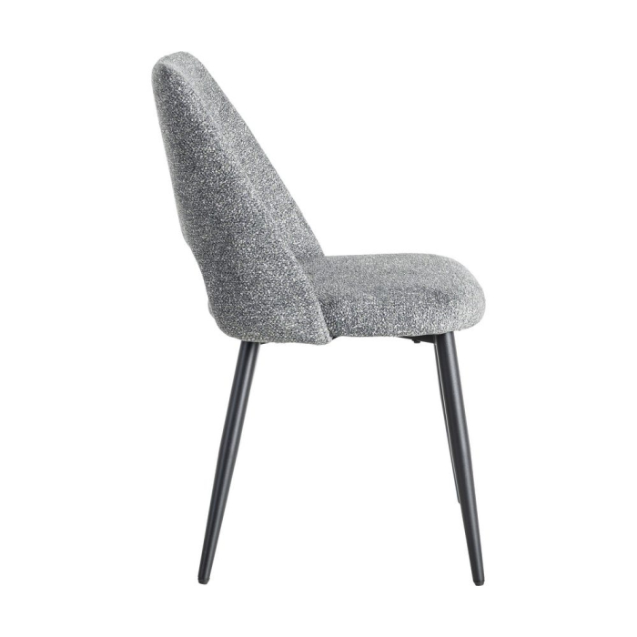 Set de 2 scaune dining și horeca din stofă gri antracit cu spătar decupat – imagine principală [4]
