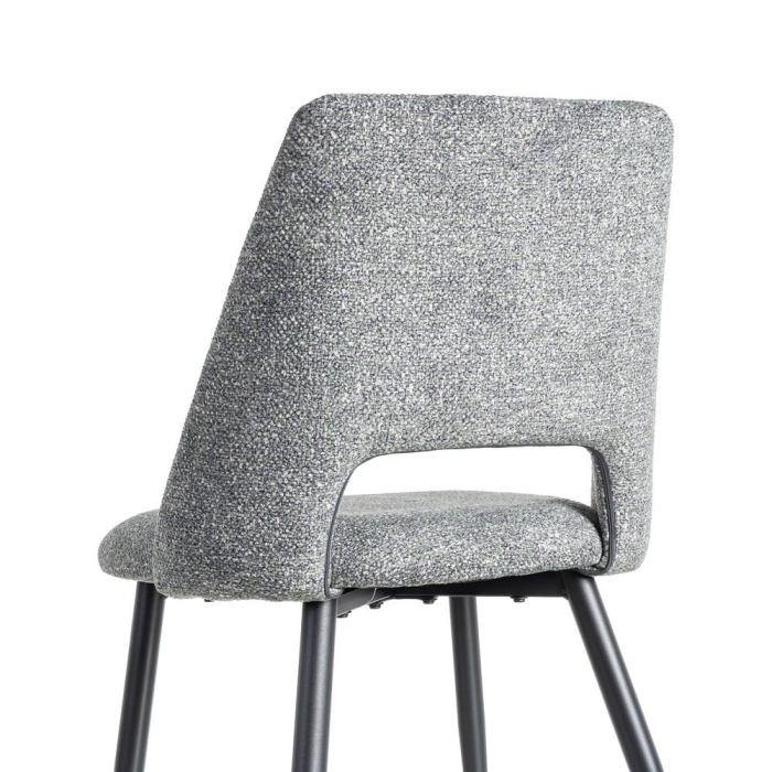 Set de 2 scaune dining și horeca din stofă gri antracit cu spătar decupat – imagine principală [6]