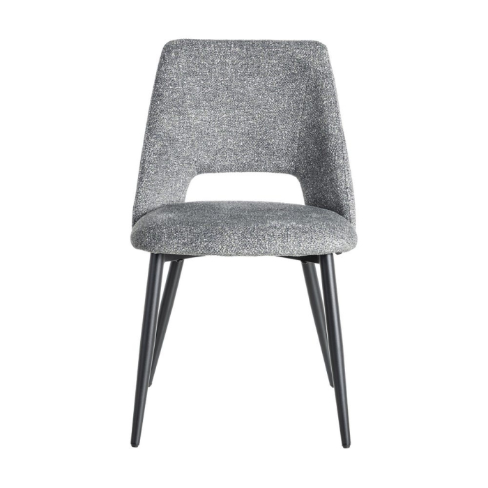Set de 2 scaune dining și horeca din stofă gri antracit cu spătar decupat – imagine principală [3]