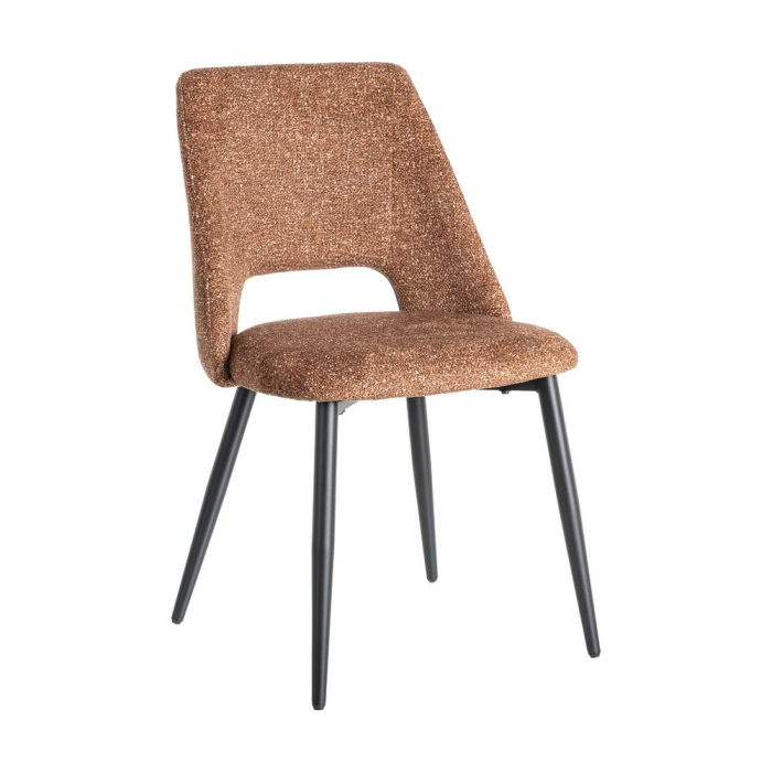 Set de 2 scaune dining și horeca din stofă maro cald cu spătar decupat – imagine principală [2]