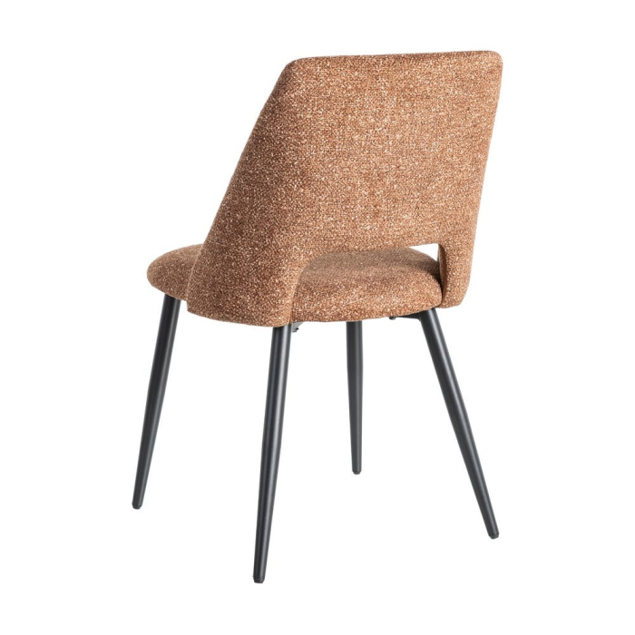 Set de 2 scaune dining și horeca din stofă maro cald cu spătar decupat – imagine principală [5]
