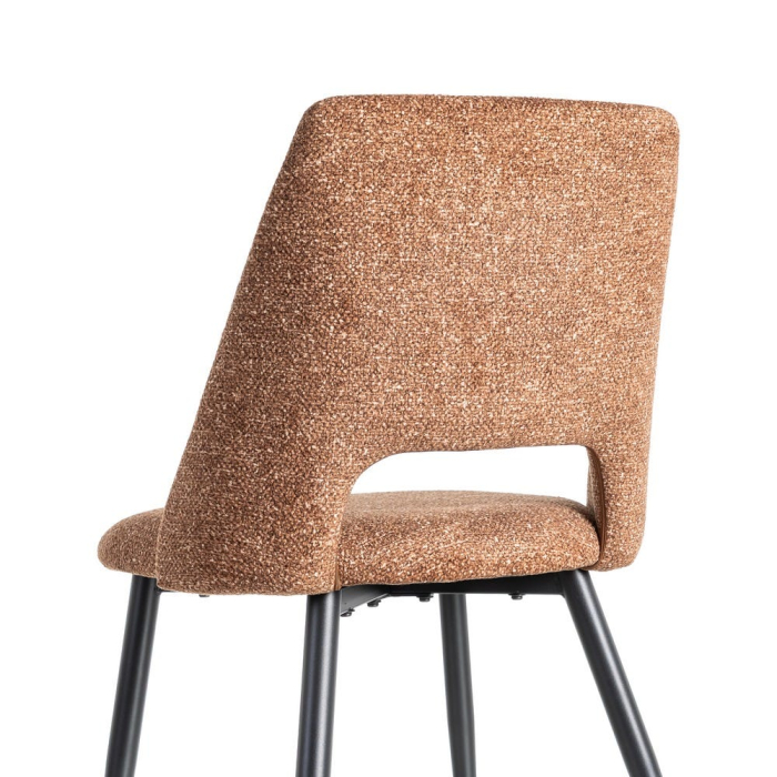 Set de 2 scaune dining și horeca din stofă maro cald cu spătar decupat – imagine principală [6]