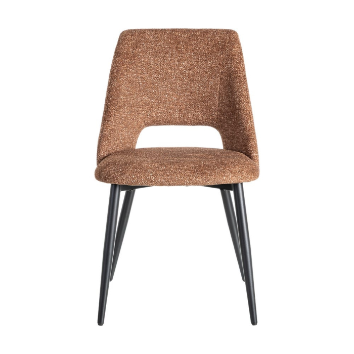 Set de 2 scaune dining și horeca din stofă maro cald cu spătar decupat – imagine principală [3]