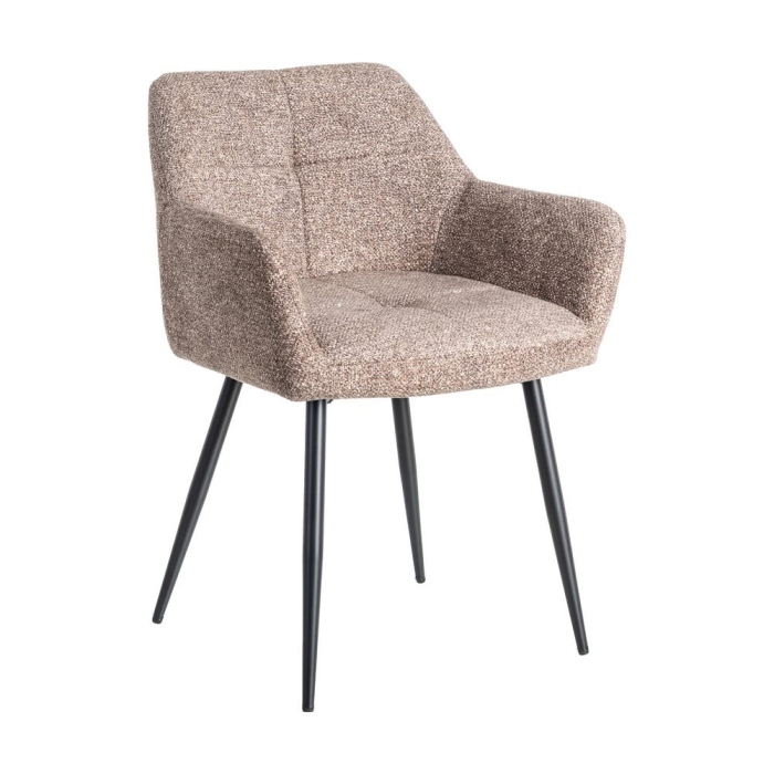 Set de 2 scaune dining si horeca din stofa taupe cu brate structura metalica – imagine principală [2]