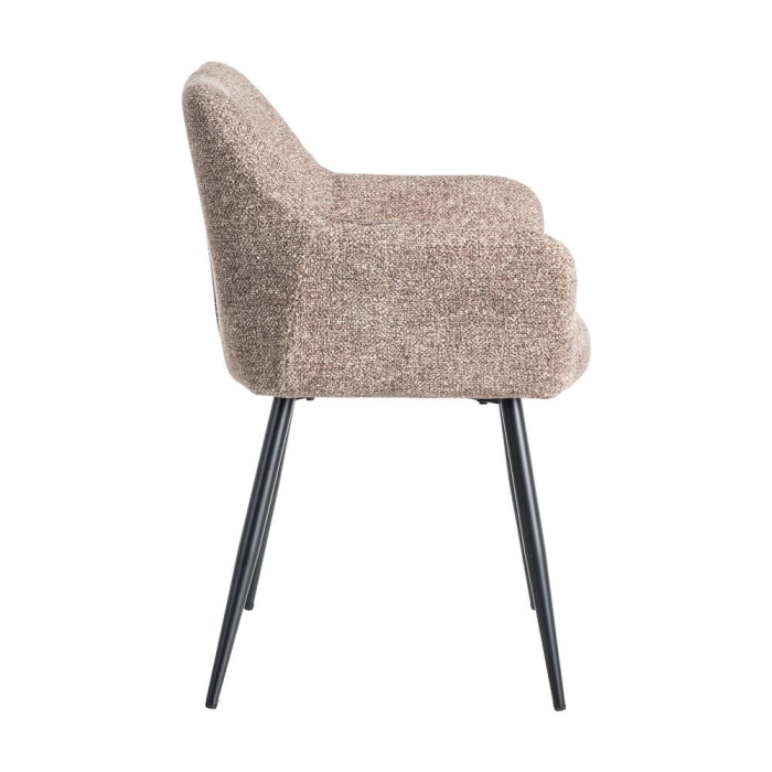 Set de 2 scaune dining si horeca din stofa taupe cu brate structura metalica – imagine principală [4]