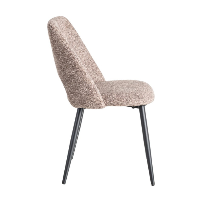 Set de 2 scaune dining și horeca din stofă taupe cu spătar decupat – imagine principală [4]