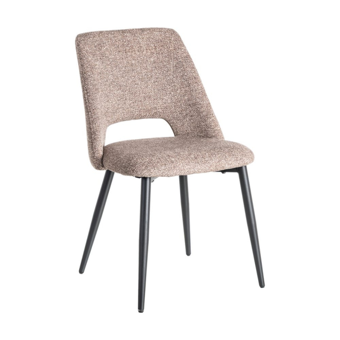 Set de 2 scaune dining și horeca din stofă taupe cu spătar decupat – imagine principală [2]