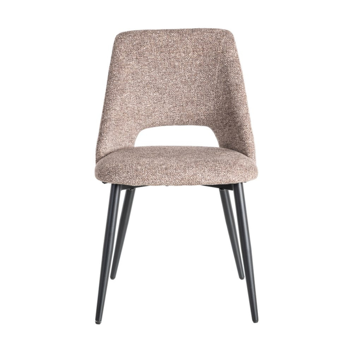 Set de 2 scaune dining și horeca din stofă taupe cu spătar decupat – imagine principală [3]