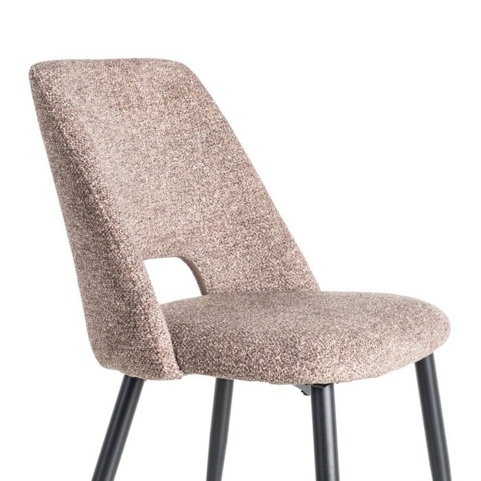 Set de 2 scaune dining și horeca din stofă taupe cu spătar decupat – imagine principală [7]