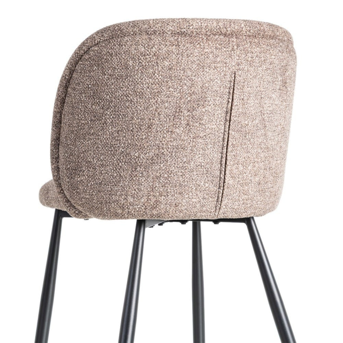 Set de 2 scaune dining și HoReCa din stofă taupe cu spătar rotunjit și picioare metalice negre – imagine principală [6]