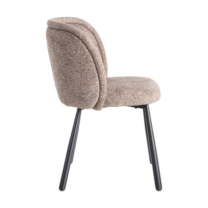 Set de 2 scaune dining și HoReCa din stofă taupe cu spătar rotunjit și picioare metalice negre – imagine principală [4]