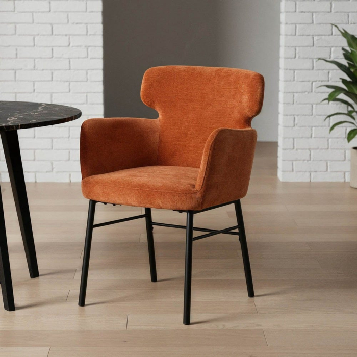 Set de 2 scaune dining si HORECA roșii din stofă design contemporan [3]