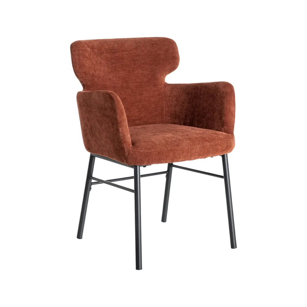Set de 2 scaune dining din stofă rosii cu design modern [4]