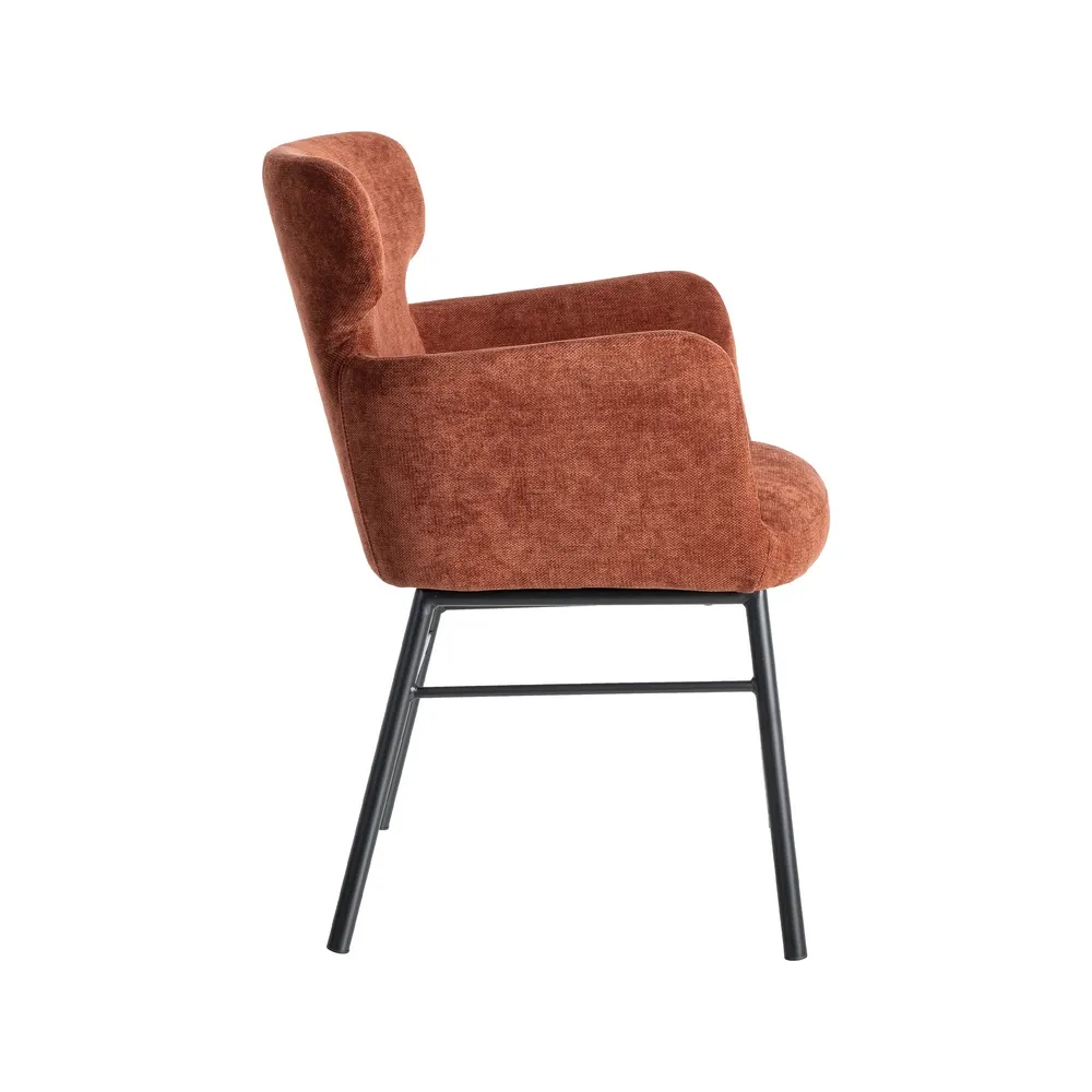 Set de 2 scaune dining din stofă rosii cu design modern [6]
