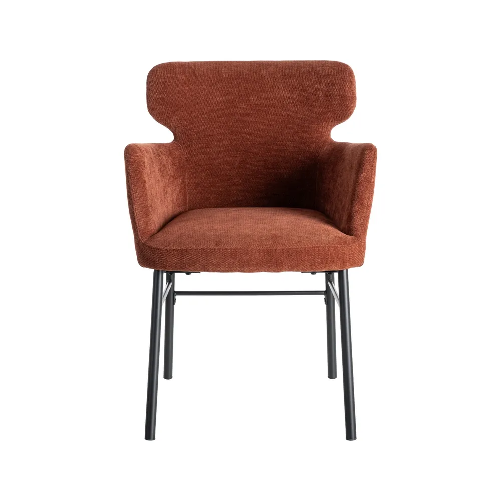 Set de 2 scaune dining din stofă rosii cu design modern [3]