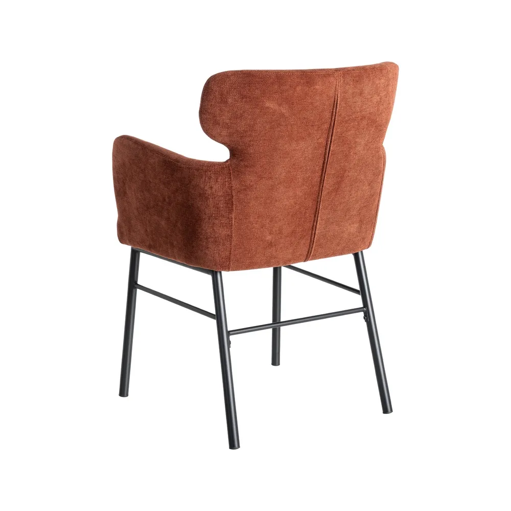 Set de 2 scaune dining din stofă rosii cu design modern [5]
