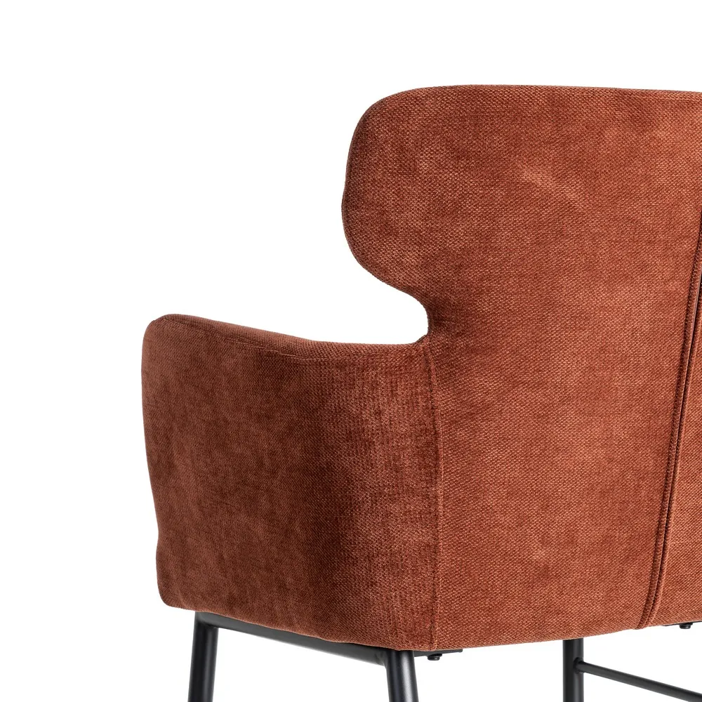 Set de 2 scaune dining din stofă rosii cu design modern [8]