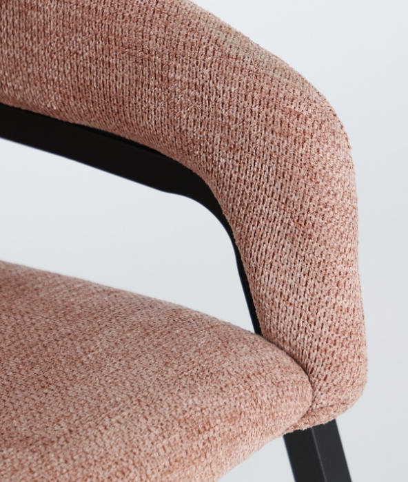 Set de 2 scaune tapitate roz pal cu brate si structura metalica Aren [8]