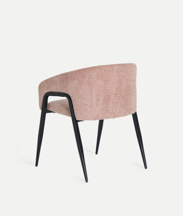 Set de 2 scaune tapitate roz pal cu brate si structura metalica Aren [2]