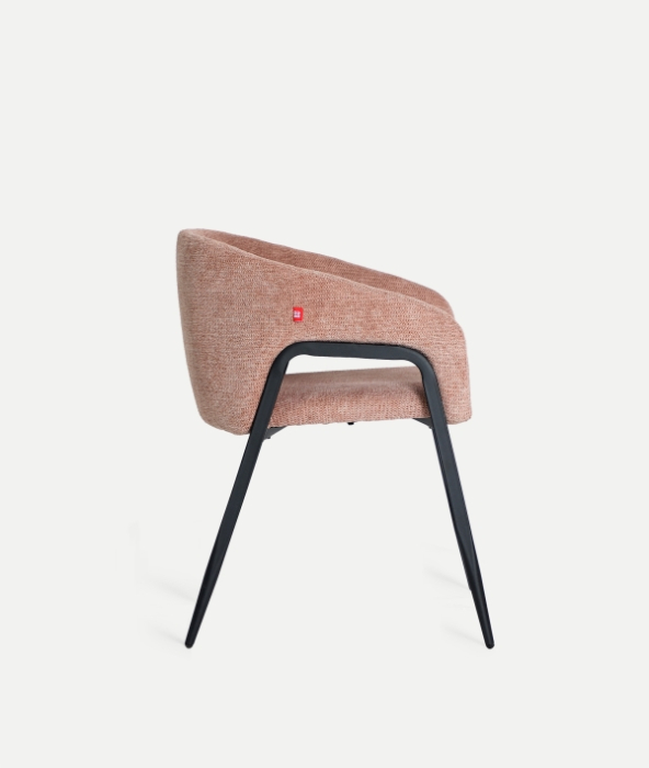 Set de 2 scaune tapitate roz pal cu brate si structura metalica Aren [7]