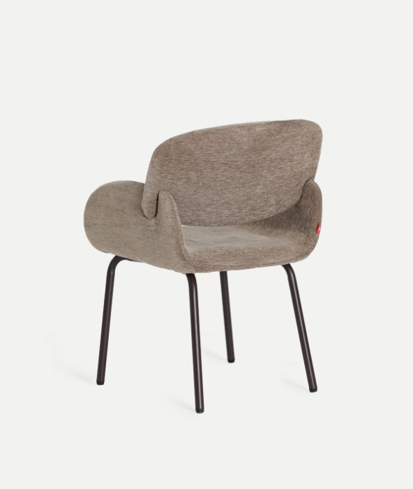 Set de 2 scaune tapitate taupe cu brate si design organic Noor [4]