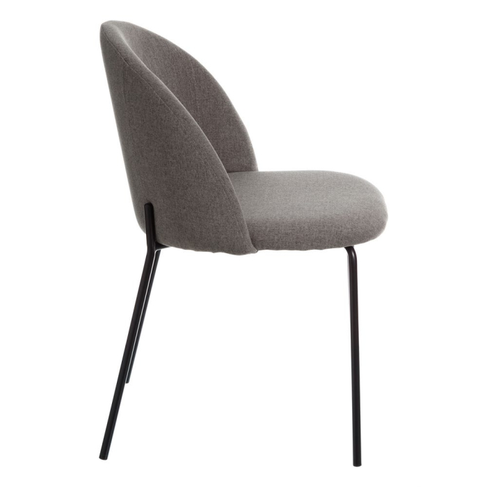 Set 2 scaune dining tapitate gri cu design compact și picioare metalice negre [3]