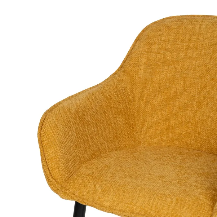 Scaune galben muștar tapițate cu brațe – set 2 bucăți, stil modern [6]