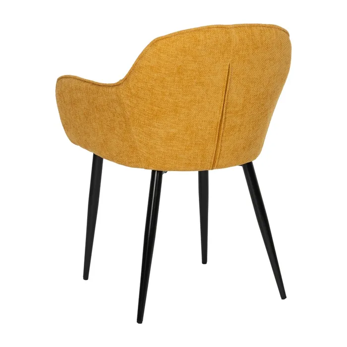 Scaune galben muștar tapițate cu brațe – set 2 bucăți, stil modern [4]