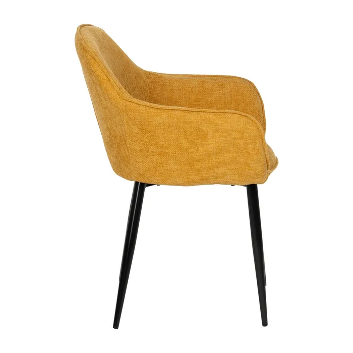 Scaune galben muștar tapițate cu brațe – set 2 bucăți, stil modern [3]